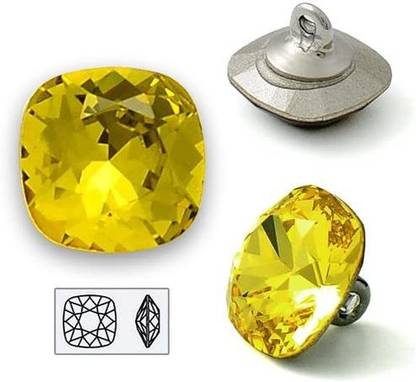 Swarovski Joyce Trim 10mm 4470 Cushion Square Fancy Button by 2 pcs (Lime)