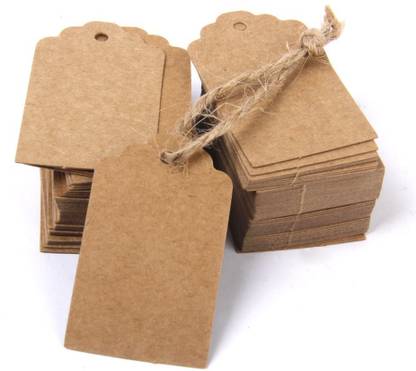 Techpugg Generic Phenovo Kraft Paper Rectangle Label Blank Card Gift Tags (Brown, 100-Pieces)