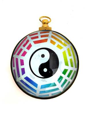 AIR9999 Fengshui Brass Yin Yang Multi Color Bagua for Protection and Prosperity Decorative Showpiece  -  10 cm
