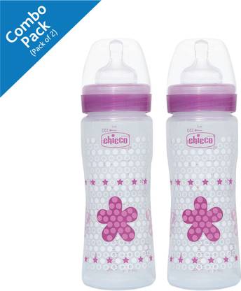 चिको Well Being Pink Flower 330ML SIL BOTTLE ( Pack of 2) - 330 ml