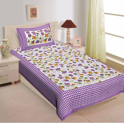 double cotton bed sheet Cotton Queen Flat 141 TC Printed Bedsheet