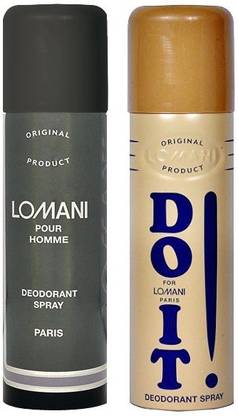 LOMANI 1 Do It and 1 Pour Homme Deodorant Spray, 200 ml each (Pack of 2) Deodorant Spray - For Men & Women