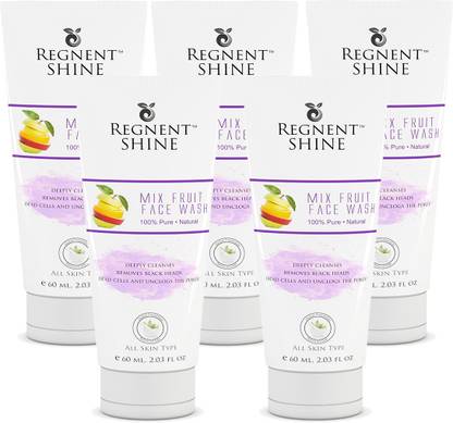 Regnent Shine Mix Fruit  (5 X 60ML) for Deep Cleanses, Remove Black Heads, Face Wash