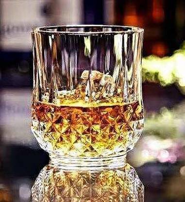 WHOLESALE BAY (Pack of 6) Crystal Diamond Cut Whiskey Glass Drinking Glasses Premium Glass Set Whisky Glass