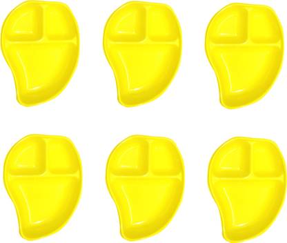 bristal kingdom Mango Shape Lightweight Unbreakable Food-Grade Plates (Yellow) Sectioned Plate