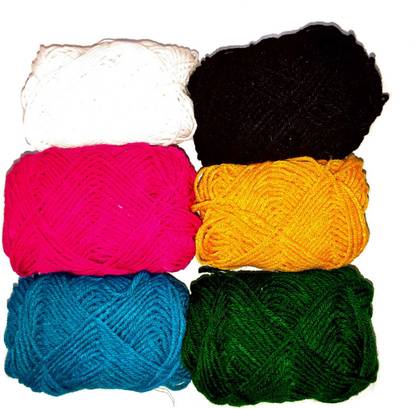 KHUSHA CREATIONS Wool Ball Hand Knitting Yarn / Crochet Hook Yarn For Craft , Knitting , DIY ( Pack of 6 , Multi Color)