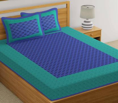 Rangaii 144 TC Cotton Double Jaipuri Prints Flat Bedsheet