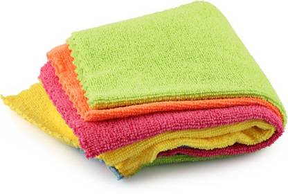 Kleeno by Cello Multipurpose Cloth Set of 5 Wet and Dry Microfiber Cleaning Cloth