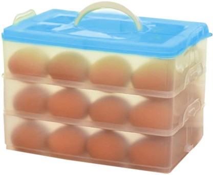 super1798 Plastic Transparent Eggs Preservation Box Kitchen Refrigerator Storage Case Blue