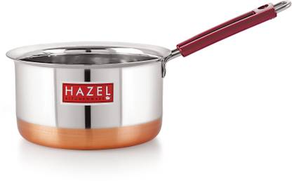 HAZEL Stainless Steel Saucepan Copper Bottom Tea Pan With Rubber Grip Handle, 1900 ML Cookware Set