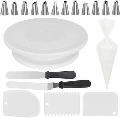 Gabani fashion Cake Decorating Kit with Revolving Cake Turntable, 12 Cake Decorating Tips, 2 Icing Spatula, 3 Icing Smoother Kitchen Tool Set