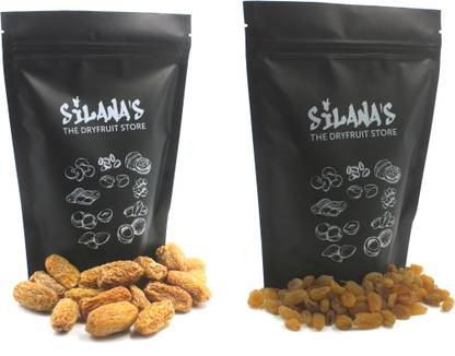 SILANA'S Premium Quality (Shukha Khajoor/Chuara) Dry Dates and Superior Quality (Kishmish) Raisins Combo Pack of 2 Dates, Raisins