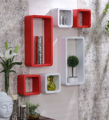Craftylook set of 6 cube storage Solid Wood Display Unit MDF (Medium Density Fiber) Wall Shelf