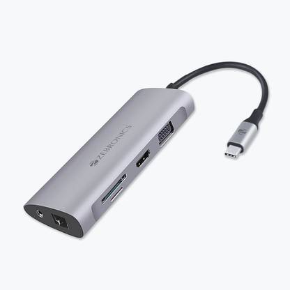 ZEBRONICS 11 in 1 USB Type C Multiport Adapter Zeb TA2000UCLVAP with USB, HDMI, VGA, 3.5mm, RJ45, SD, Micro SD, Type C PD Zeb TA2000UCLVAP – 11 in 1 USB Type C Multiport USB Hub