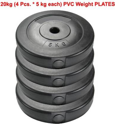 L'AVENIR FITNESS 20kg (5kg * 4pcs.) PVC Weight Lifting Black Weight Plate