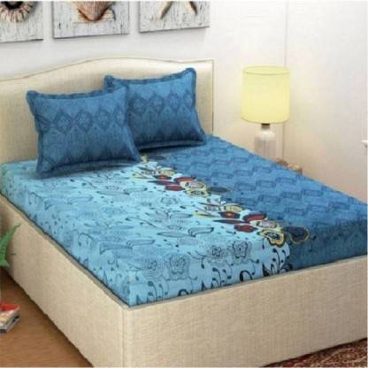 Welshop 145 TC Microfiber Double Floral Flat Bedsheet