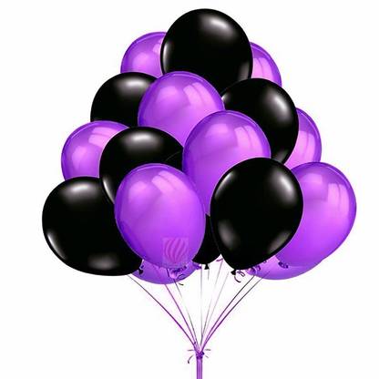 PartyballoonsHK Solid Metallic Purple & black Birthday party decoration Balloon