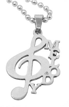 M Men Style Melody Music Note Engraved Designer Locket With Chain Stainless Steel