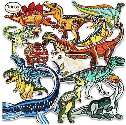 Iron On Patches 15 Pcs Embroide Dinosaur Patches Applique Kit Size Decoration Sew On Patches for ClothingJacket Applique Patch