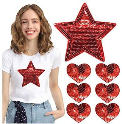 Heart Patch Star Sequin Patches Applique Embroide Patch Sew On/Iron On Patch for Clothing Clothes Dress Jackets Hats Jea Applique Patch