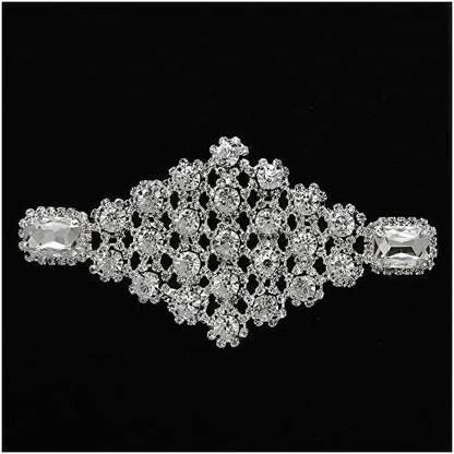 Diamond Shape Rhinestone Applique PatchBridal Applique by 1pc5-1/4'' x 2 3/4''TR-10219 Applique Patch