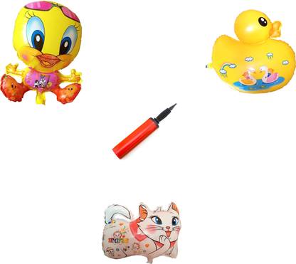 AutoVHPR Printed Pack of 3 Cartoon Plastic Balloons Style253 for Kids With Hand Air Pump Balloon