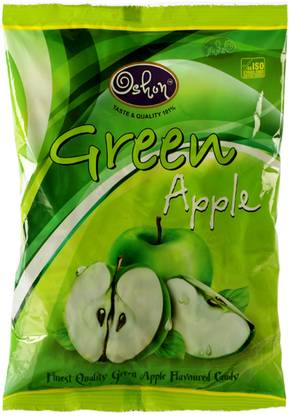 Oshon Green Apple Tasty Sour Fruit Flavored Bite Size Candies - 400g Pouch Greenapple Candy