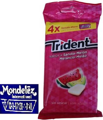 Mondelez International Trident (Sabor A Sandia-Melon Melancia-Melao) Sugar Free Gum,58g Melancia-Melao Chewing Gum