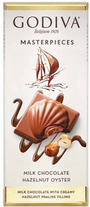 Godiva Masterpieces Hazelnut Oyster with Belgian Milk Chocolate 83g Bars