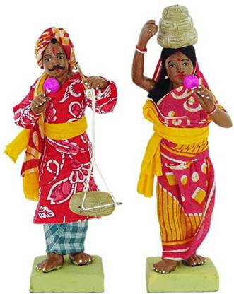 BASANA SAREE KUTHIR Krishnanagar Handmade Clay Human Figure Gift & Decor (Indian Snake Charmer)