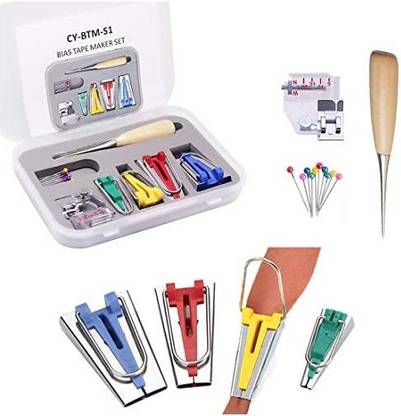 Yotako SingleDouble Fold Bias Tape Maker Tool Kit Set, 6MM12MM18MM25MM Fabric Bias Tape Maker Tools 4 Sizes DIY Sewing Bias Tap