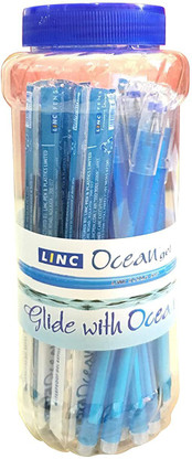 Linc Ocean Classic Gelschreiber, 0,55 Mm, Blaue Tinte, 10 Stück – Schnell Trocknend, Für Schule & Büro