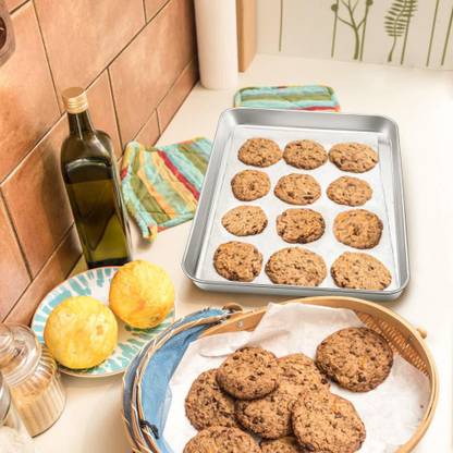 JAYCO Stainless Steel Compact Toaster Oven Tray, Cookie Sheet Rectangle, Ovenware Professional Pan, 11.5" x 8.5" x 1" Tray