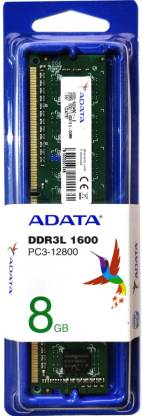 ADATA Desktop Ram DDR3 8 GB (Single Channel) PC (DDR3L 1600 PC3-12800 ADDU1600W8G11-S)