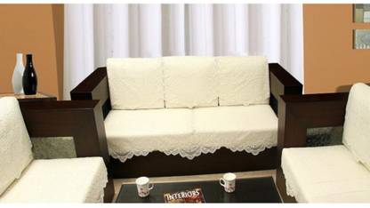 FAB NATION Polyester, Lace 3+2 Seater Sofa Floral, Geometric Cover