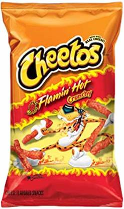 Cheetos Flamin Hot Crunchy Snacks - Cheese Flavoured, 226.8g Chips