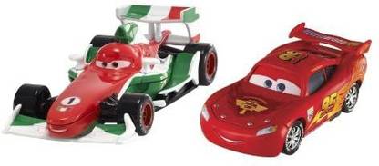 Cars 2 Character 2-Pack,2 Characters, Francesco Bernoulli, Lightning McQueen with party wheels, Exclusive Vehicle