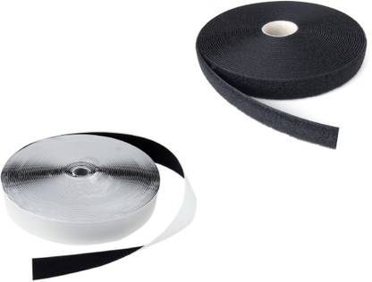 Royalkart Self Adhesive Hook & Non Adhesive Loop Tape Roll Strips with Back Mounting Tape for Picture and Tools Stick-on Velcro