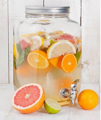 Massive Reckon Mason jar Beverage Drink Dispenser with Metal Lid, Entertainment Glassware Water Bottom Loading Water Dispenser