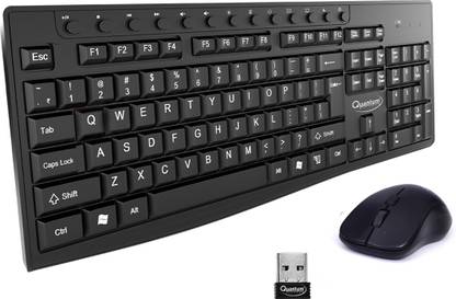 QUANTUM Multimedia Wireless QHM 9600 Keyboard Mouse Cordless 2.4 G Hz 10 Meters Combo Set