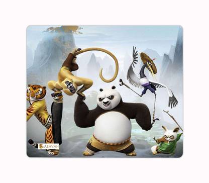 Ashvah Kung Fu Panda Cartoon Printed Premium Designer Mouse Pad for Computer/Laptop (22.5cm x 19cm) - C75 Non Slip Base Mousepad