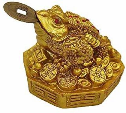 KHATU SHYAM ENTERPRISES Crystal Feng Shui Money Frog with Coin, Lucky Money Toad Decorations, Ideal for Attracting Wealth Decorative Showpiece  -  5 cm