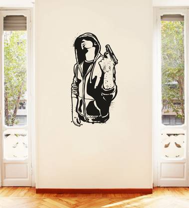 Sticker Hub 60 cm Gangster Gun Wall Sticker Self Adhesive Sticker