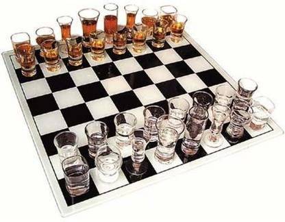 Trueshop Drinking Chess Set Glass Board Shot Glass Drinking Game Set Strategy & War Games Board Game Party & Fun Board Game
