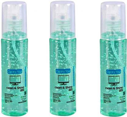 Jape Combo Pack of 3 Clean & Shine Gel Multi-Purpose LCD/LED Cleaning Kit, Liquid Solution with Cloth to Clean Mobile/Laptop Screen, Computer, Tab, LCD Display, Camera (100 ml) for Computers, Laptops, Mobiles