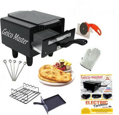 Geico master Heavy Weight Electric Tandoor with Pizza Cutter,Recipe Book,Nonstick Sheet,Grill,4 Skewers,Glove(Size Mini) Electric Tandoor
