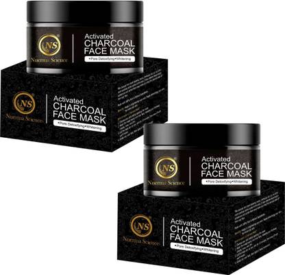 Nuerma Science Pure Clay Charcoal Face Mask for Dull Skin to Detox & Brighten Skin (Pack of 2)