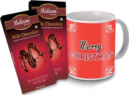 Midiron Christmas Gifts, Milk Chocolate Bar, Printed Coffee Mug for Chocolate Gift for Friend & Relative IZ20ST-17 Ceramic, Paper Gift Box