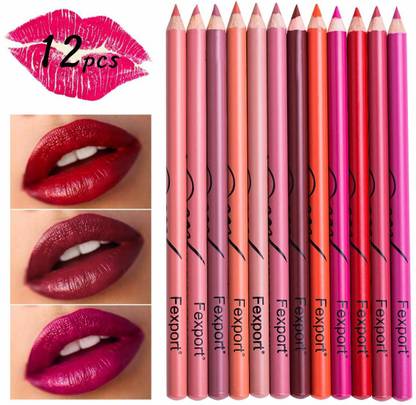 AVEU Super Matte lip Liner set of 12 (Multicolor) (MULTICPOLOUR)
