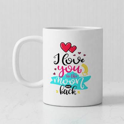 JAIPURART "I Love You To The Moon And Back" Cute Quotes Printed Ceramic Coffee Ceramic Coffee Mug